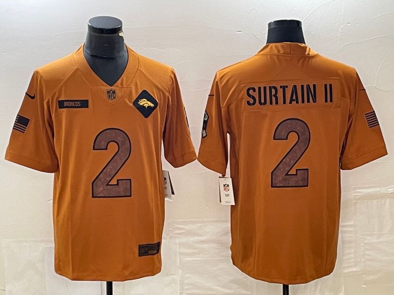 Men Denver Broncos #2 Surtain ii brown Nike 2023 Salute To Service Limited NFL Jersey